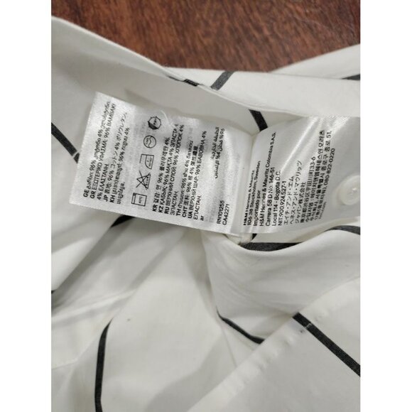 H&M Striped Muscle Fit Short Sleeve Button Up Shirt White/Black Men's Size Small - Picture 4 of 9